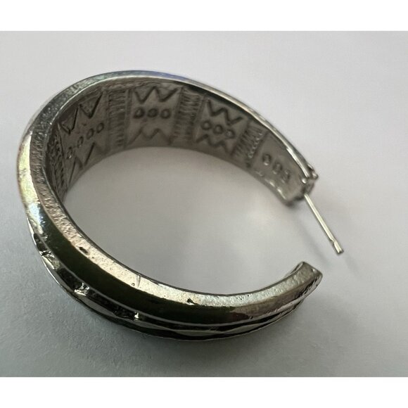 ART Arthur Pepper Turquoise Silver Tone Hoop Earrings Cabochon Boho Southwestern - Picture 4 of 6